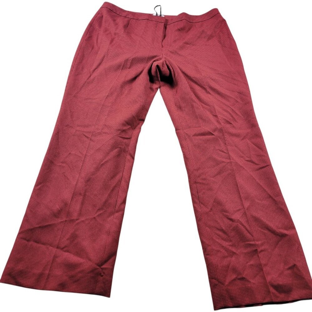 Le Suit Dress Pants Women's 18 Red Black Houndstooth Trouser Career Lined Tags